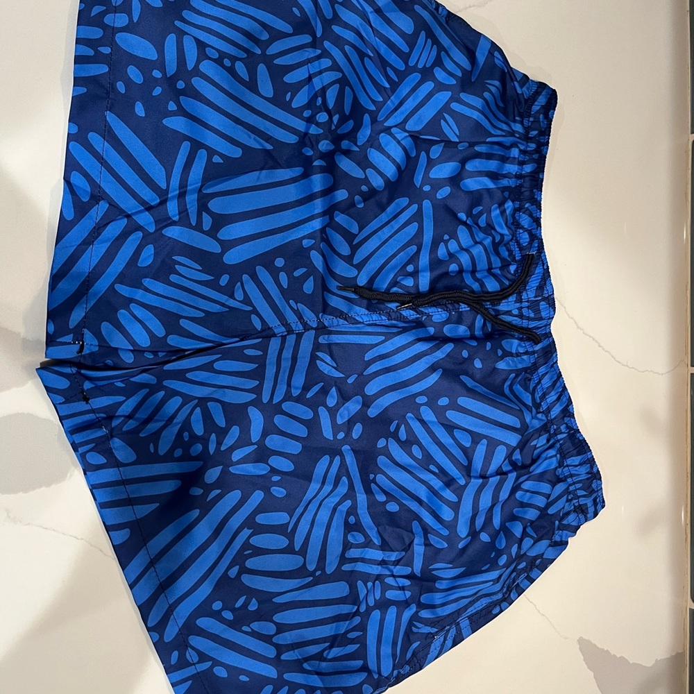 Brand new, mens large blue swim shorts with liner